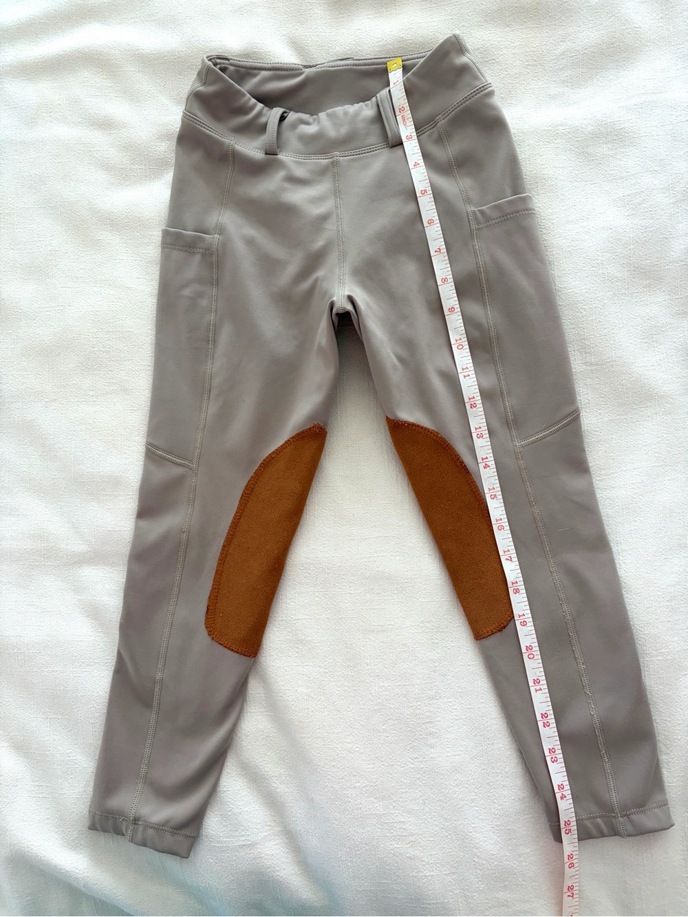 Kids Tan Riding Tights with Brown Knee Patches - size 6